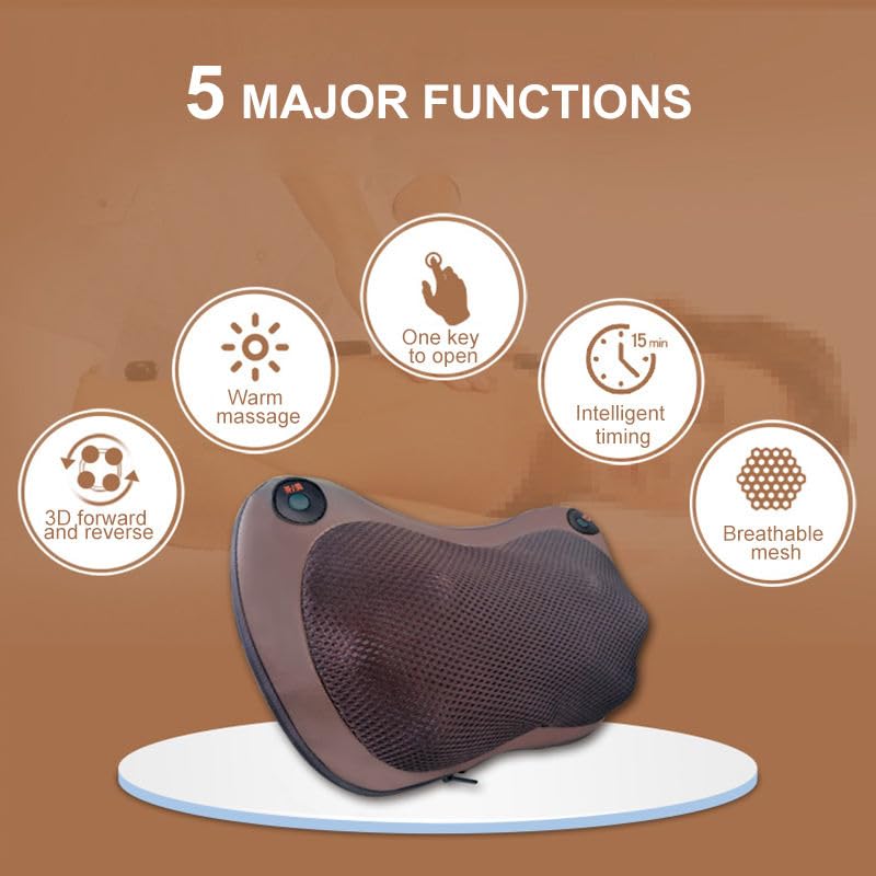 Car & Home Massage Pillow with 8 Heads – Electric Neck, Back & Foot Massager for Deep Relaxation