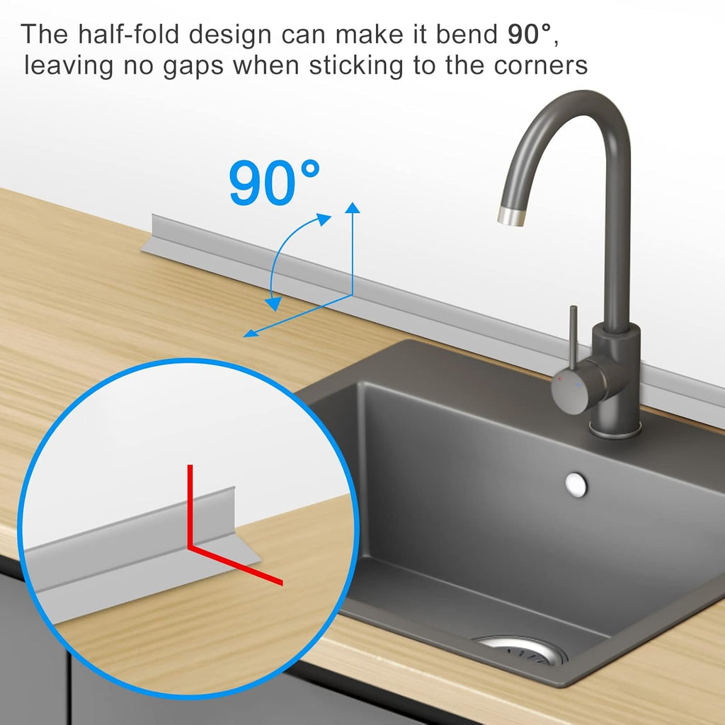 Bathroom & Kitchen Sink Sealing Tape Waterproof Self-Adhesive Leak Protection Strip for Sinks, Bathtubs & Countertops