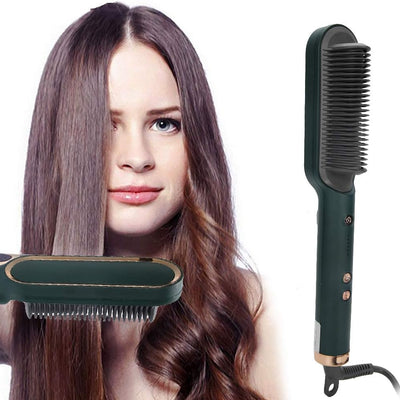 Professional 909 Brush Hair Straightener – Fast Heating Ceramic Hair Straightening Brush for Smooth & Shiny Hair