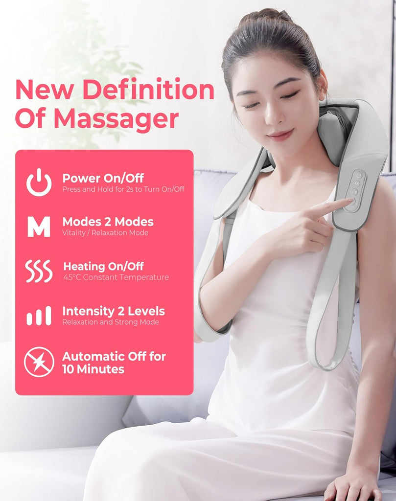 Shoulder and Back Massager All-in-One – Deep Tissue Shiatsu Massager for Pain Relief, Relaxation & Stress Reduction