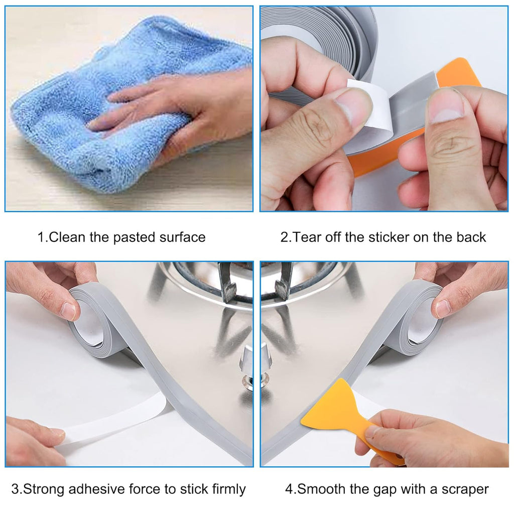 Bathroom & Kitchen Sink Sealing Tape Waterproof Self-Adhesive Leak Protection Strip for Sinks, Bathtubs & Countertops