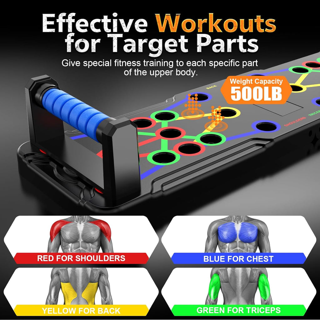 Foldable Multipurpose Push-Up Rack Board – Durable Home Workout Pushup Board with Box Packing for Chest, Arms, Shoulders & Core Training