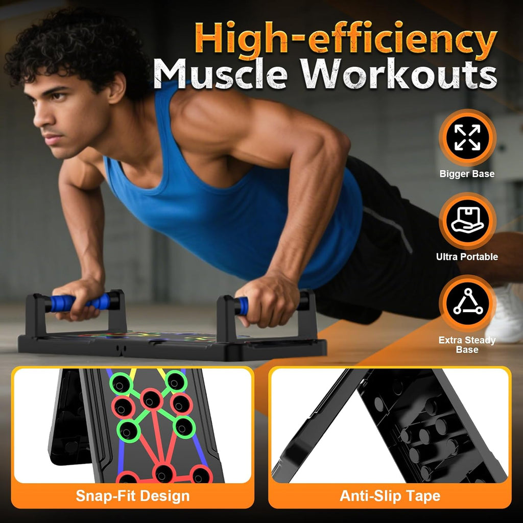 Foldable Multipurpose Push-Up Rack Board – Durable Home Workout Pushup Board with Box Packing for Chest, Arms, Shoulders & Core Training