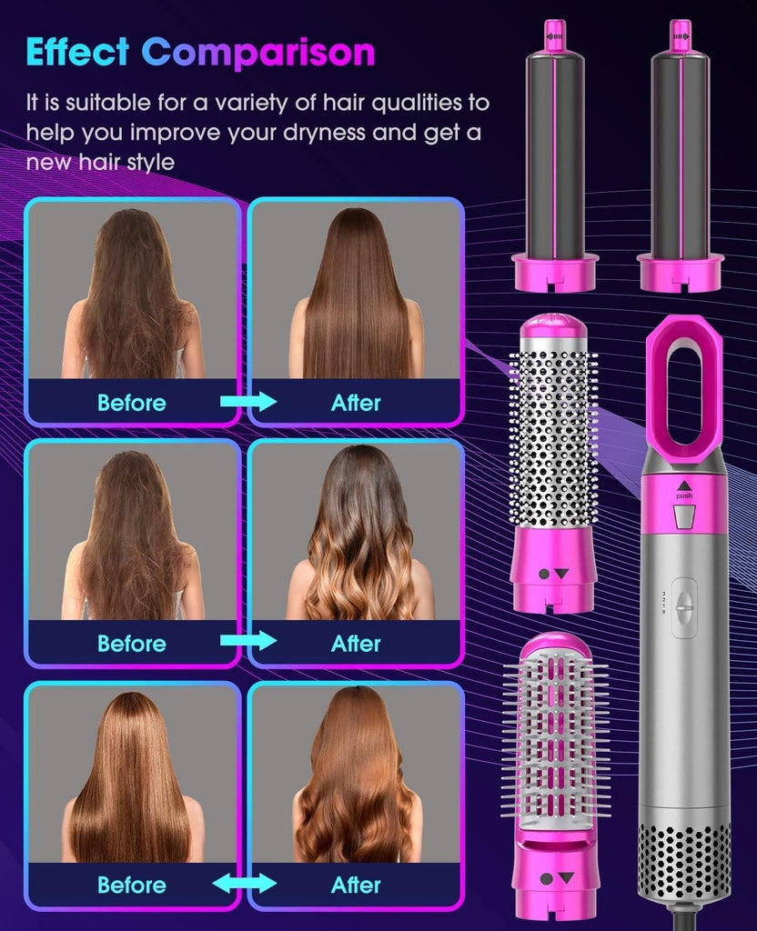 5 in 1 Hair Styler Multi-Function Professional Styling Tool – Hair Dryer, Curler, Hot Air Comb & Hair Straightener