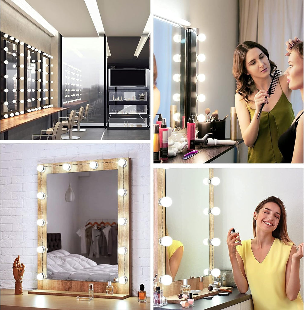 Vanity Mirror Light Pack of 10 LED Bulbs – 3 Color Modes Adjustable Hollywood Makeup Mirror Lights