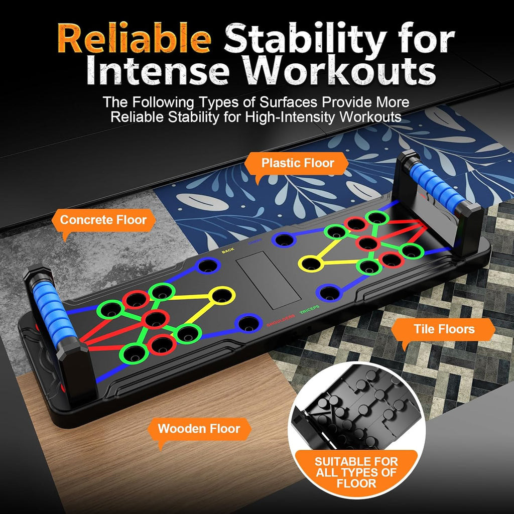 Foldable Multipurpose Push-Up Rack Board – Durable Home Workout Pushup Board with Box Packing for Chest, Arms, Shoulders & Core Training