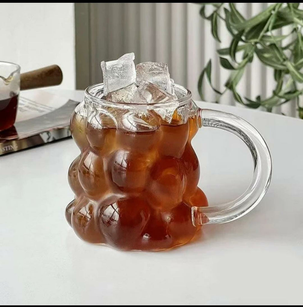 glass bubble cup with handle 450ml