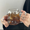 Glass Bubble Cup with Handle – Approx 450ml Clear Drink Mug