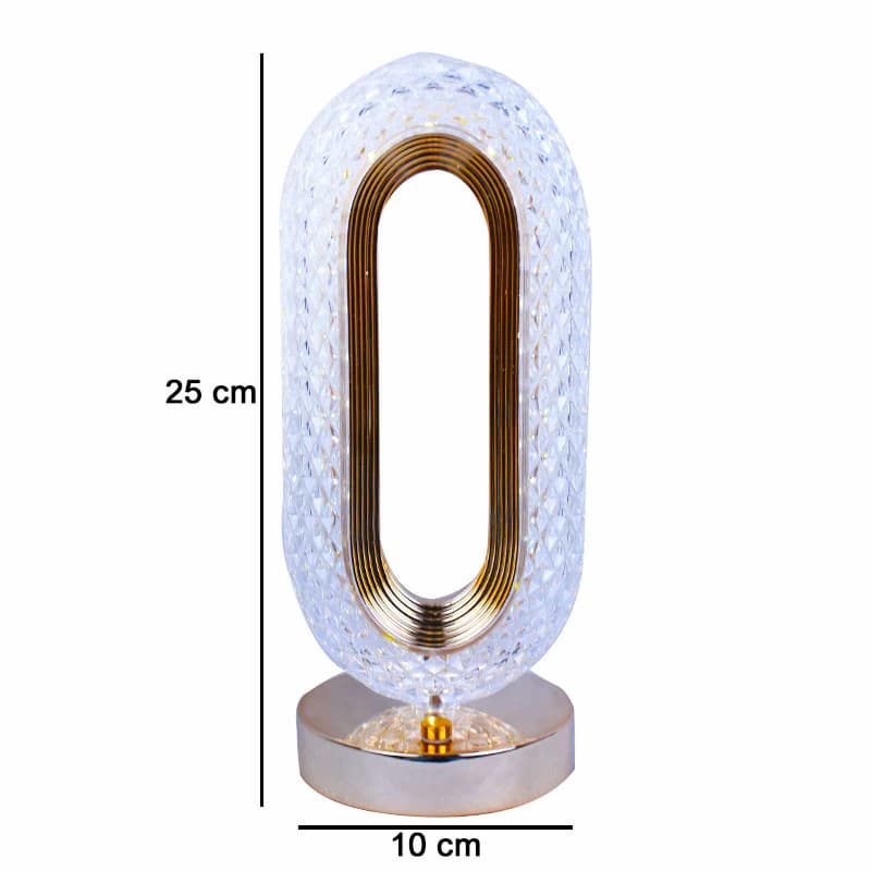 Oval Rechargeable Crystal Touch Lamp – Dimmable LED Table Lamp with Touch Control, USB Charging & Luxury Ambient Light for Bedroom, Living Room & Décor